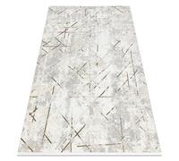 Alfombra moderna DUKE 51393 crema / dorado - Geométrico vintage estructurada muy suave flecos 160x220 cm