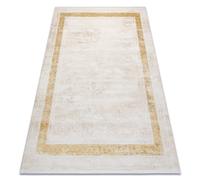 Alfombra moderna DUKE 51524 crema / dorado - Estructura griego estructurada muy suave flecos 140x190 cm