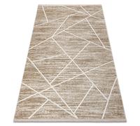 Alfombra moderna DUKE 51557 beige / crema - Geométrico estructurada muy suave flecos 80x150 cm