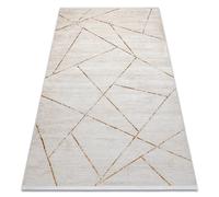Alfombra moderna DUKE 51557 crema / dorado - Geométrico estructurada muy suave flecos 120x170 cm