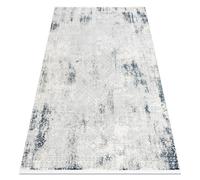 Alfombra moderna DUKE 51558 crema / azul - Geométrico vintage estructurada muy suave flecos 140x190 cm