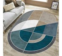 Alfombra moderna geométrica de 110 x 180 cm, antideslizante, lavable, de pelo corto, ideal para cocina, pasillo, baño, elegante, negro, gris, blanco, azul, decoración del hogar