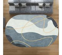 Alfombra moderna geométrica de 200 x 290 cm, diseño de rayas amarillas y azules para sala de estar y dormitorio, decoración elegante del hogar para decoración de interiores