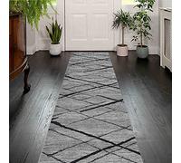 Alfombra moderna gris antideslizante para pasillo, cocina y escaleras, alfombra extra larga (70 x 600 cm), elegante camino estrecho para decoración del hogar