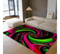 Alfombra Moderna Lavable neón Swirl psicodélica 3D Visual Antideslizante moqueta Suave Pelo bajo salón guardería Dormitorio Sala Juegos 60x120cm