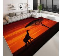 Alfombra Moderna Lavable Paisaje Natural 180 x 240 cm, Alfombra Antideslizante África Desierto Animales Jirafa Suave de Pelo Corto para Salón y Dormitorio Decoración - Apta para Niños y Mascotas