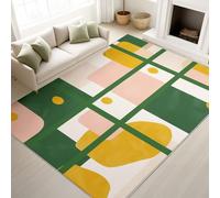 Alfombra moderna minimalista de 120 x 170 cm, antideslizante, lavable, fresca, brillante, suave, divertida, con patrón geométrico, para sala de estar, dormitorio, diseño de alfombra estampada para