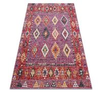 Alfombra moderna MUNDO D7701 diamantes boho exterior rosado / beige 120x170 cm