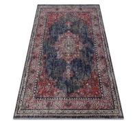 Alfombra moderna MUNDO E0551 ornamento marco vintage exterior rojo / negro 120x170 cm