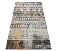 Alfombra moderna MUNDO E0591 boho étnico exterior beige 80x250 cm