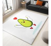 Alfombra Moderna Para Salón Blanco 80 X 150 Cm Dibujos Animados Comida Para Salón Comedor Dormitorio, Alfombra Suave De Pelo Corto - Aguacate En Forma De Corazón Para Niños Adolescentes Adultos