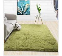 Alfombra moderna Shaggy Sala de estar Mesa de café Dormitorio Alfombras Color Sólido Fluffy Sedosa Alfombra Balcón Esteras Decoración del Hogar Blanco 160x230 cm Verde