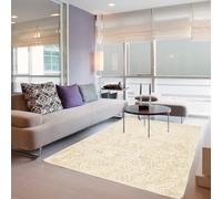 Alfombra moderna ultra suave de 140 x 140 cm, alfombra grande color crema para sala de estar y dormitorio, diseños perfectos para decoración del hogar