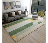 Alfombra moderna verde semicírculo, diseño minimalista, lavable a máquina, suave, acabado de borde de pelo corto, 180 x 200 cm, perfecta para decoración del hogar y espacios de vida
