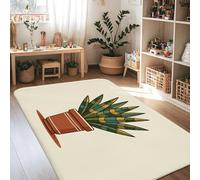 Alfombra moderna y contemporánea con diseño de hojas, color verde, antideslizante, estética, rectangular, para el hogar, sala de estar, dormitorio, comedor, escritorio, oficina, decoración de 4 x 6