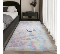 Alfombra Moderna y Mullida 160 x 300 cm No Se Desprenden, Lavable Hasta 30 Grados, Antideslizante, Fluffy, Muy Suave, Pelo Largo Alfombra, Alfombras Grandes, para Dormitorio, Sala de Estar, Tie-dye-B