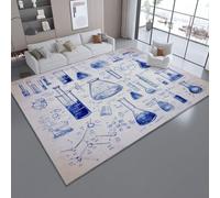 Alfombra Modernas Lavable, Alfombras Arte Digital Símbolos Científicos Química Pelo Corto - Alfombra Sala Alfombras De áRea Antideslizante Para Habitacion Comedor Dormitorio 120 x 180 cm Blanco