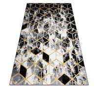 Alfombra moderno 3D GLOSS 409A 82 Cubo elegante glamour art deco negro / oro / gris 140x190 cm
