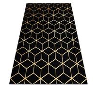 Alfombra moderno 3D GLOSS 409C 86 Cubo elegante glamour art deco negro / oro 80x150 cm