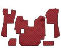 Pareja De Alfombrillas + Funda De Eco Cuero Roja Para Scania Serie R Hasta 2010