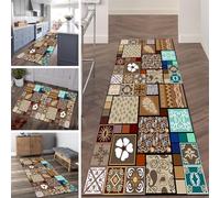 Alfombra, Moqueta, 100cm 1.5m 2m 250cm 3m 3.5m 4m 4.5m 5m 6m Retro Long Narrow Non Slip Runner Rugs for Kitchen Hall Entryway Corridor, Washable Carpet Mat(80x500cm/2.6ftx16.4ft)