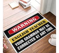 Alfombra mullida para dormitorio con advertencia de gramática inglesa | Felpudo antifatiga para cocina antideslizante (50 x 80 cm)