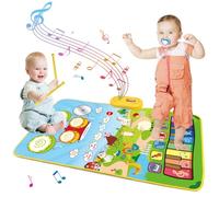 Alfombra Musical Juguetes Niños 1 2 3 4 Años, 2 en 1 Tambor & Piano Bebe con 8 Llamadas de Animales, 13 Canciones, Alfombra Teclado de Suelo Juegos Bebe Regalos Cumpleaños Navidad para Niño Niñas