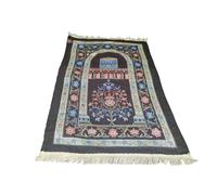 Alfombra musulmana, alfombra de oración, alfombra de borla, alfombra de 70 x 110 cm, portátil, envuelta, patrón de flores, oración para mujeres