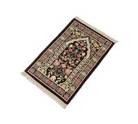 Alfombra musulmana, alfombra de oración, alfombra de borlas, 70 x 110 cm, patrón de flores, alfombra arrodillada, alfombra portátil envolvente