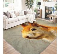 Alfombra Naturaleza Ardillas Pintura Al Óleo Pelo Corto Antideslizante Alfombra Marrón Fácil de Limpiar Alfombras para Habitacion Comedor Dormitorio Cocina, 60 x 110 cm
