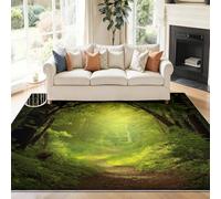 Alfombra Naturaleza Pelo Corto Antideslizante Alfombra Vegetación Bosques Plantas Sendero Fácil de Limpiar Alfombras para Habitacion Comedor Dormitorio Cocina, 80 x 150 cm