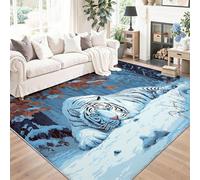 Alfombra Naturaleza Tigres Campos De Nieve Pelo Corto Antideslizante Alfombra Blanco Fácil de Limpiar Alfombras para Habitacion Comedor Dormitorio Cocina, 120 x 170 cm