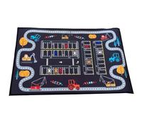Alfombra negra de juego con patrón de vehículo de herramientas para educación temprana, alfombra de guardería para sala de juegos, jardín de infantes, tapete antideslizante de 6 mm de grosor