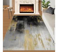 Alfombra Negra Retro con patrón de Pan de Oro, Alfombra Negra Gris degradada Abstracta para salón, alfombras Lavables Antideslizantes, Aplica en el Dormitorio Home Decoe (100x140cm)