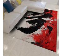 Alfombra Negra roja 200x300 Alfombras Pinceladas Dormitorio Pintura Abstracta caligrafía Alfombra Tradicional salón Estudio Oficina Antideslizante Alfombra Interior Lavable Pelo bajo Decor hogar