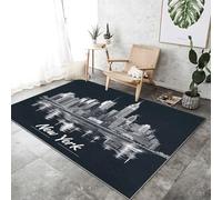 Alfombra Negro Blanco Salon Pelo Corto 140 x 200 cm, Alfombra Lavables Antiincrustante Moderna Arquitectura Ciudad Estampado Alfombras para Salon Comedor Habitacion