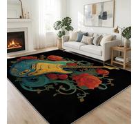 Alfombra negro y blanco leopardo de las nieves 100 x 160 cm dormitorio alfombras fotografía animal suave alfombra de cocina antideslizante alfombras lavables para salón, comedor, entrada interior