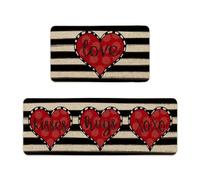 Alfombra Niños Habitacion Juego de 2 alfombras y tapetes de Cocina para el día de San Valentín, tapetes de Cocina de San Valentín, tapetes de Granja con Amor para decoración de Pisos, (H, One Size)