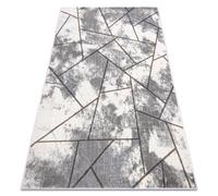 Alfombra NOBLE moderna 1518 67 vintage geométrico - Structural dos niveles de vellón crema / gris 120x170 cm