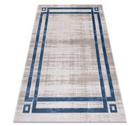 Alfombra NOBLE moderna 1539 68 Marco vintage - Structural dos niveles de vellón crema / azul 120x170 cm