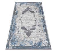 Alfombra NOBLE moderna 9479 63 Ornamento vintage - Structural dos niveles de vellón crema / azul 120x170 cm