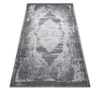 Alfombra NOBLE moderna 9479 65 Ornamento vintage - Structural dos niveles de vellón crema / gris 80x150 cm