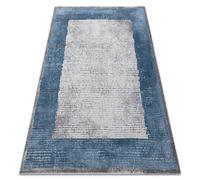 Alfombra NOBLE moderna 9730 68 Marco vintage - Structural dos niveles de vellón crema / azul 160x220 cm
