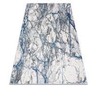 Alfombra NOBLE moderna 9962 68 Mármol roca - Structural dos niveles de vellón crema / azul 120x170 cm