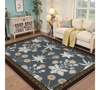 Alfombra nórdica Country en Tonos Tierra neutros con diseño botánico, alfombras Vintage de Pelo bajo para Dormitorio y Entrada, tapete Antideslizante Decorativo para Interior 80x150cm