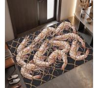 Alfombra Océano Retro Antideslizante Lavable en Lavadora, 60x120cm | Felpudo de Entrada Red De Cuerda De Cáñamo/Camarones con Microfibras Suaves Absorbentes para Perro, Entrada, Puerta y Pasillo