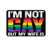 Alfombra Orgullo LGBT Arcoiris Gay No Soy Gay Pero Mi Esposa Duradera Felpudo De Entrada Fino Tapete Entrada Casa para Dormitorio Cocina Recibidor 60X40Cm