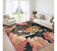 Alfombra oriental de animales pop para sala de estar, 120 x 170 cm, antideslizante, suave al tacto, peonía de tigre, grande, pequeña, mediana, lavable, para cocina, comedor, dormitorio de niños