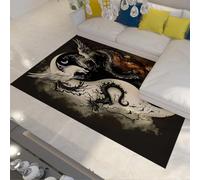 Alfombra Oriental Mystery Area Tai Chi Patrón Dragon & Phoenix Alfombras Lavables Suaves Antideslizantes Pelo bajo Moqueta para salón Oficina en casa decoración Interior 180x300cm