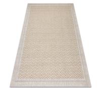 Alfombra ORIGI 3739 crema / beige - Marco espina de pescado hilo de SISAL tejido plano 194x290 cm